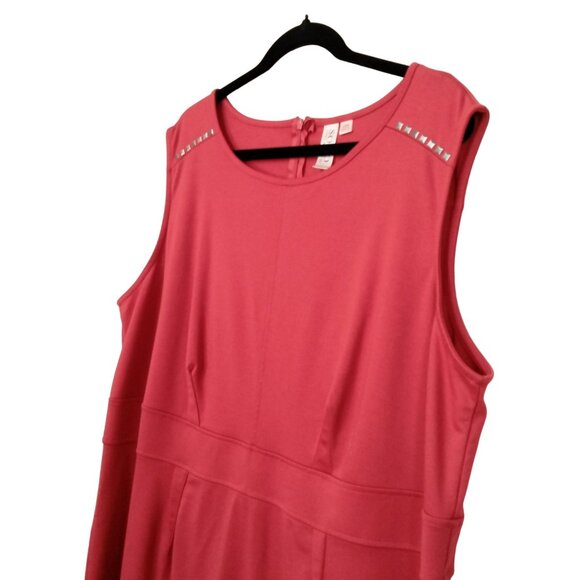 Soho Apparel Plus Size 22W Sleeveless Dress With Silver Stud Accents & Back Zip - Picture 4 of 12